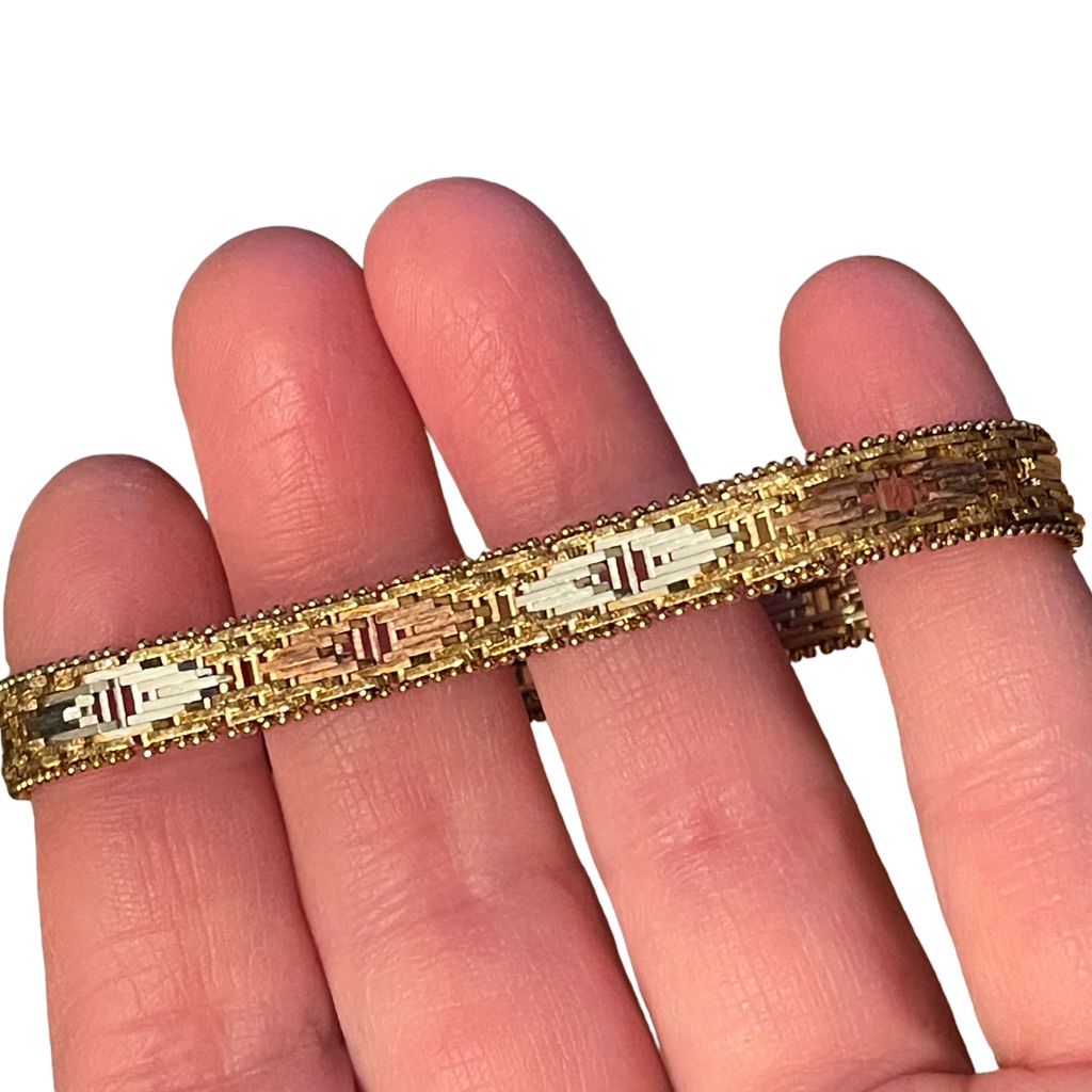 Tricolor Sterling Silver Italy 9mm Bracelet Milor Riccio Bracelet Gold Silver